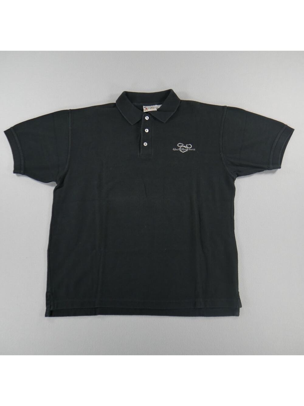 Vintage Y2K Walt Disney World Polo Mickey Ears Logo Mens Size Large Black
